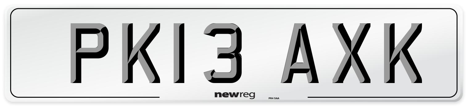 PK13 AXK Number Plate from New Reg